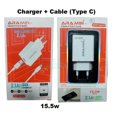 Aramin Quick Charger 15.5w max Charger with Type C Cable_img_0