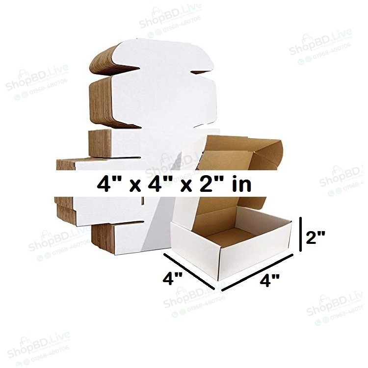 Die Cut Boxes (White) 4 x 4 x 2 inches - 4x4x2 in Self Lock Folding Type Courier Box 4" x 4" x 2" Inch | Small Mini Mailer Shipping Boxes E-Commerce Packaging Material Business Parcel Gift Box 442 Birthday Wedding Book Literature Product Carton