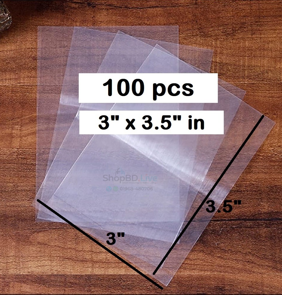 100 pcs 3" in x 3.5" in mini Clear Poly Bags Packaging Material Flat Open Top Plastic Packaging Packing packaging materials Plain Transparent Plastic Poly Bag | Price in BD Wholesale_img_0