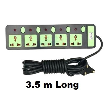 Power Touch M-205 Multi Plug Power Strip 5 Port Extension Socket with Individual Switches & LED Indicators Fireproof Body Heavy Duty Copper Wire 10A 250V Universal 2 Pin 3 Pin Plug Support_img_0