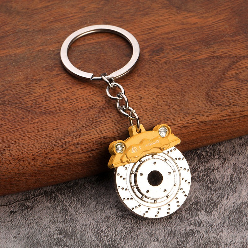 Brake Disc Wheel Keychain - Creative Brake Disc Keychain Brake Functional Metal Keychain Key Ring Yellow Light green Green Blue Black Red | Unique Gift for Car Bike Lovers_img_7
