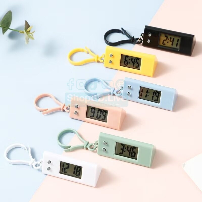 Student Exam Digital Watch Mini LCD Keychain Clock Portable Electronic Time & Date Display Hanging Pocket Watch for Study School Office Small Hanging Watch, Exam Watch, Backpack Buckle Key Timer, Mini Digital Clock, Triangular Rhombus Digital Watch_img_0