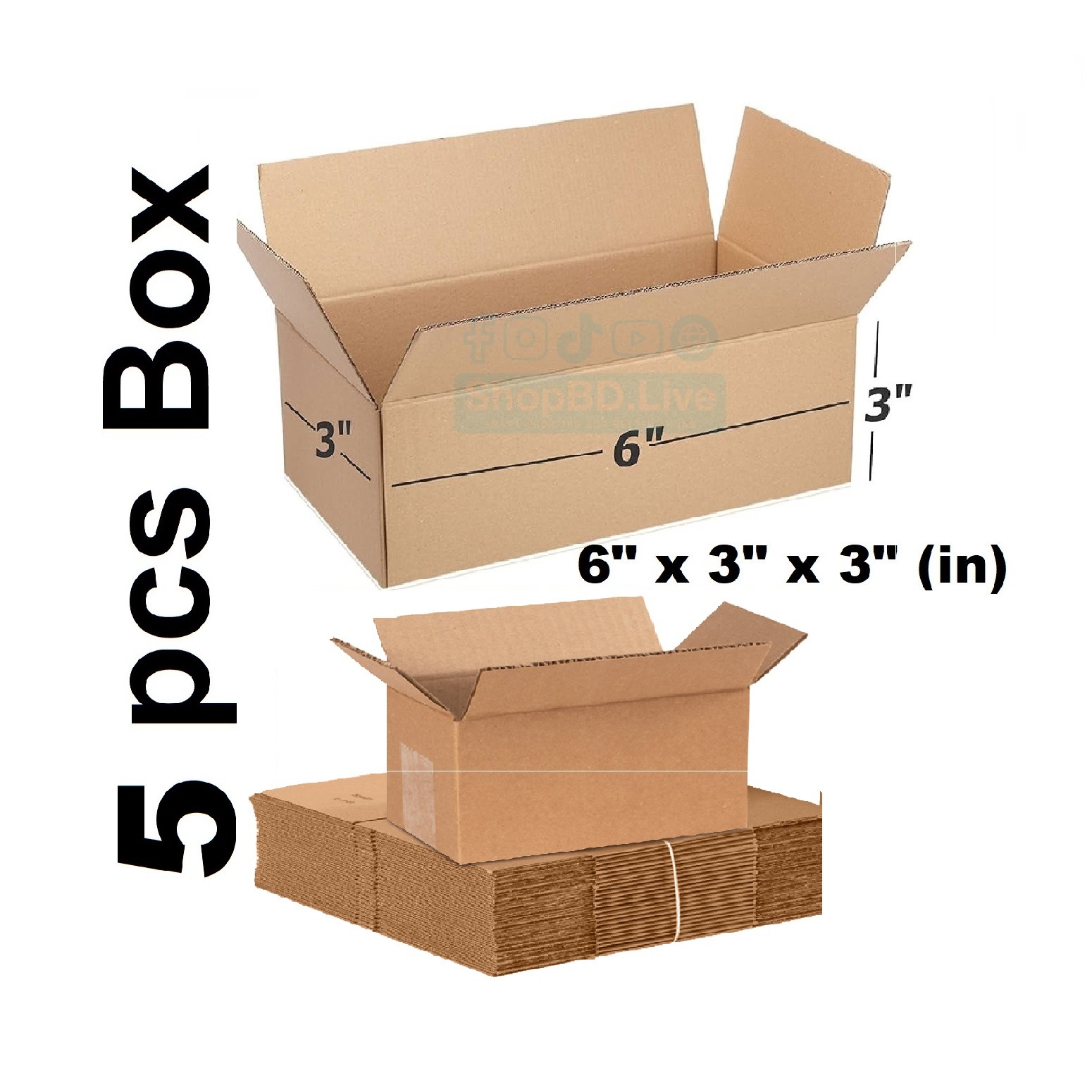 5 Pcs Parcel Carton Box 6 x 3 x 3 Inch | Small Mini Packaging Shipping Box for E-commerce Courier Small Cardboard Shipping Box Mailers 6x3x3 Inch Brown 633 Inch box Packaging Material_img_0