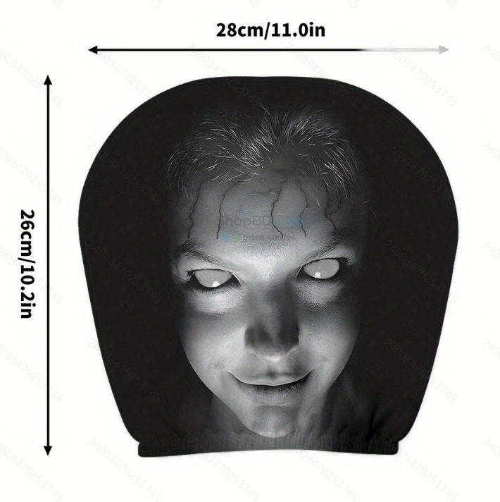 Ghost Face Car Headrest Cover 1 Pc Horror Printed Universal Elastic Auto Seat Headrest Protector Funny Car Interior Pillow Cover Black_img_4