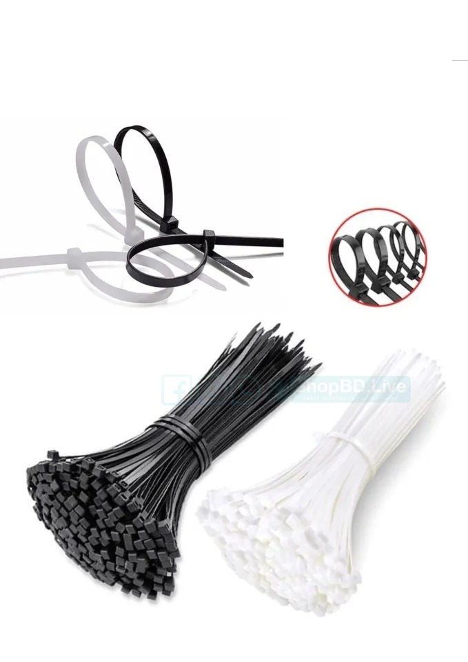 8 Inch Cable Ties (5×200mm) – Heavy Duty Nylon Industrial Zip Wrap | 100 Pcs Pack | Price in BD_img_1