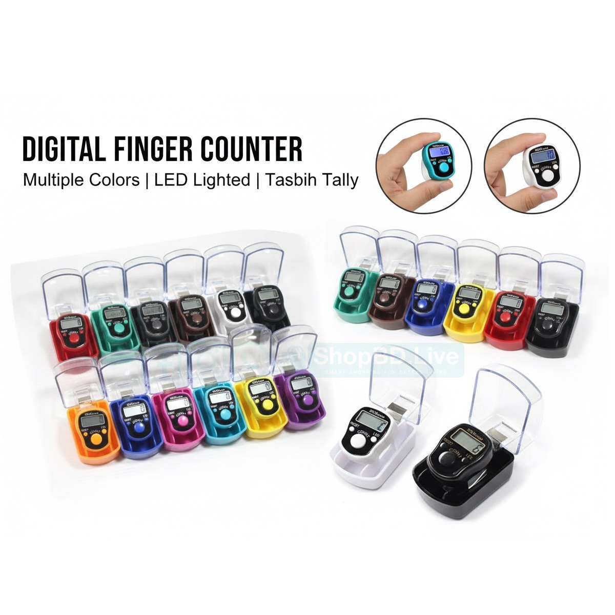 Digital Tasbih Tally Counter with LED Light & Box – 5 Digit Finger Counter | Price in BD_img_0
