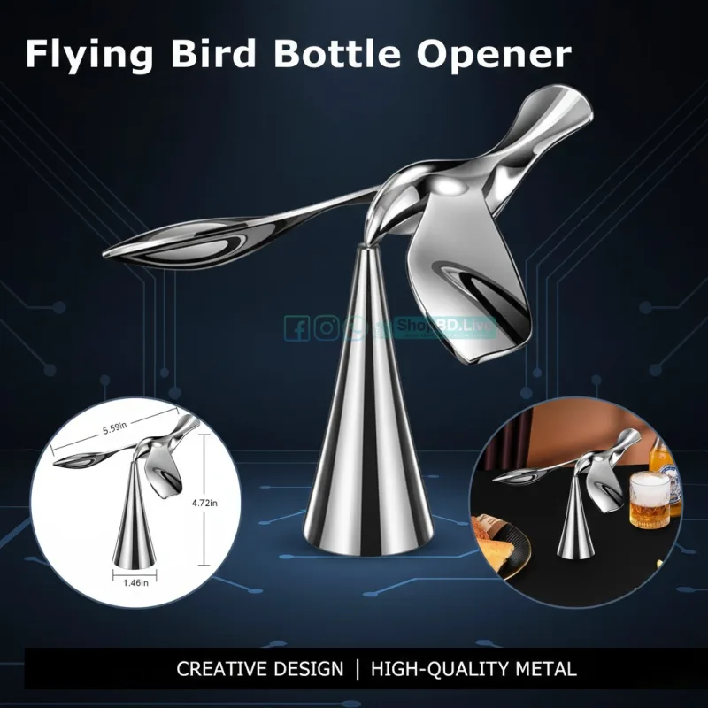 Metallic Zinc Alloy Anti-Gravity Balancing Bird Tower Statue + Bottle Opener | Alloy Balance Toy for Home & Office Decor