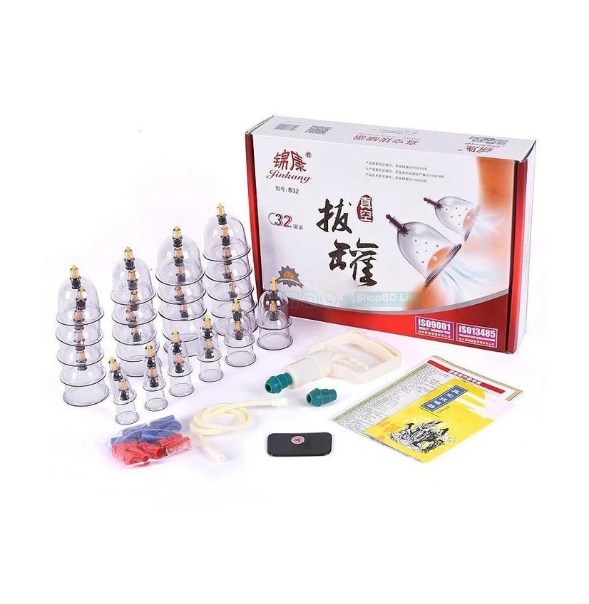 JinKang B-32 Chinese Cupping Set – 32 Pcs Hijama Therapy Kit for Pain Relief & Blood Circulation | Price in BD_img_0