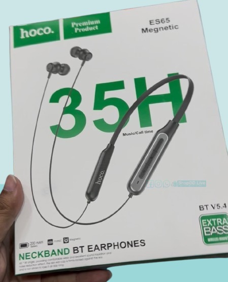 HOCO ES65 Magnetic Neckband BT Earphone with Extra Bass, 35H Battery & Bluetooth V5.4 | Price in BD_img_0