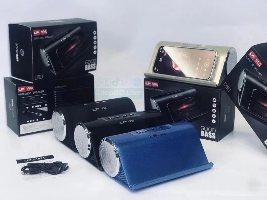 LP V9A Wireless Bluetooth Portable Speaker Super Bass with Phone Stand | Price in BD_img_3