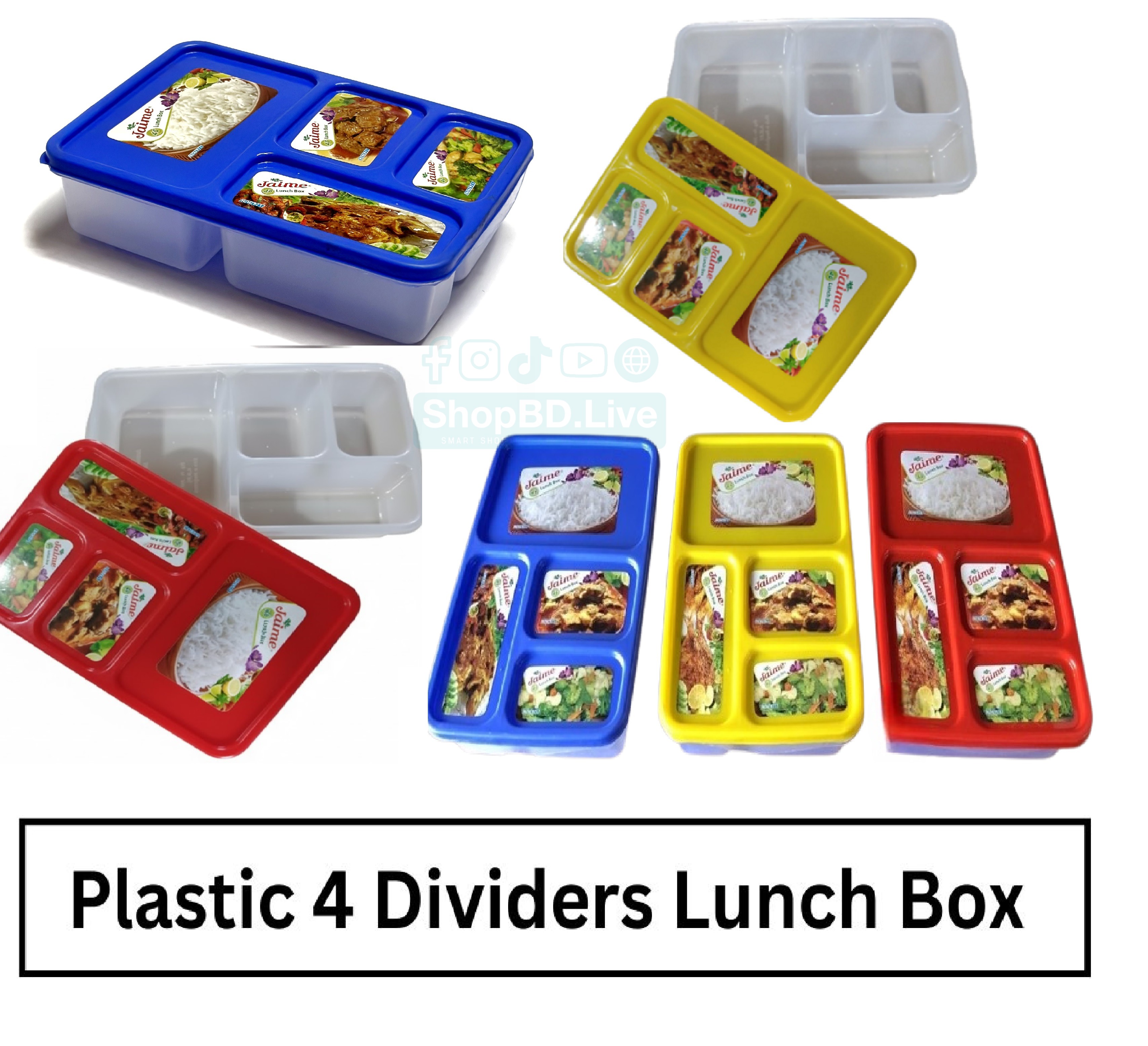 Plastic 4G Dividers Corporate Lunch Box – Compartment Office Economy Tiffin Lunch Box | Food Grade, Portable & Durable | Price in BD_img_0
