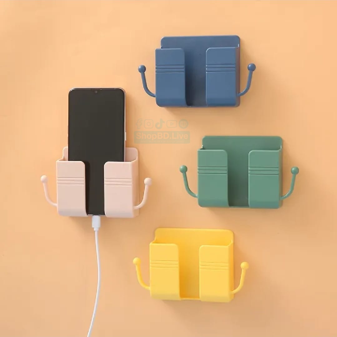 Mobile Phone Charging Hanging Holder Multifunction Wall Mounted Plug Bracket Remote Control Mounted Storage Box_img_0