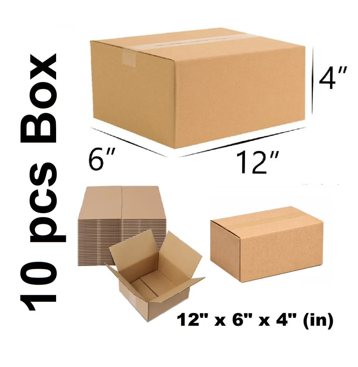 Packaging Material - 10 Pcs Die Cut Carton Small Mini Box Size: 12" × 6" × 4" inch Carton Box 12 × 6 × 4 inch