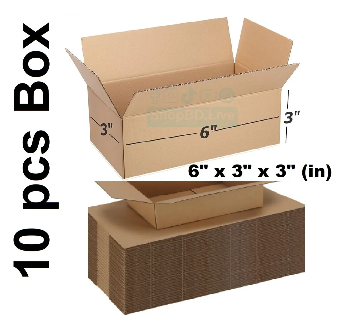 Packaging Material - 10 Pcs Die Cut Carton Small Mini Box Size: 6" × 3" × 3" inch Carton Box 6 × 3 × 3 inch