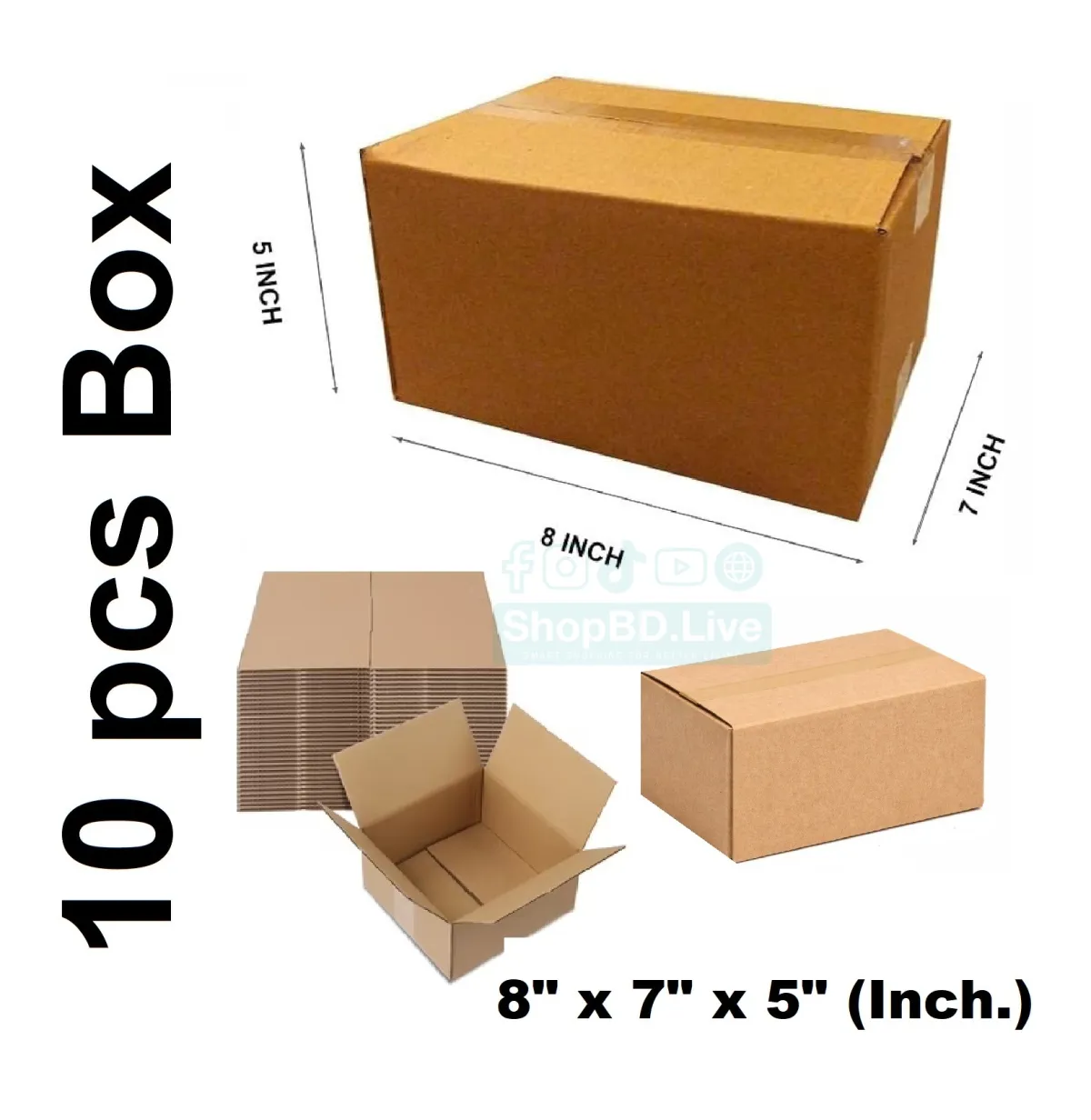 Packaging Material - 10 Pcs Die Cut Carton Small Mini Box Size: 8" × 7" × 5" inch Carton Box 8 × 7 × 5 inch