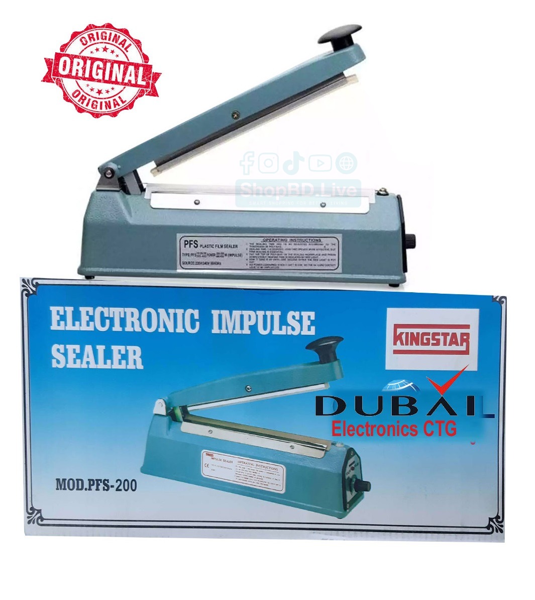 PFS‑200 Manual Heat Bag Sealer 8in Impulse Sealing Machine 210W Plastic Packaging Sealer with Adjustable Timer_img_0