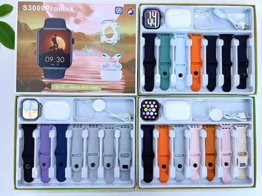 Smart Watch S3000 Pro Max Smart 7+3 Watch Wireless Earbuds Combo Set with Earbuds Case Bluetooth Fitness Tracker_img_0