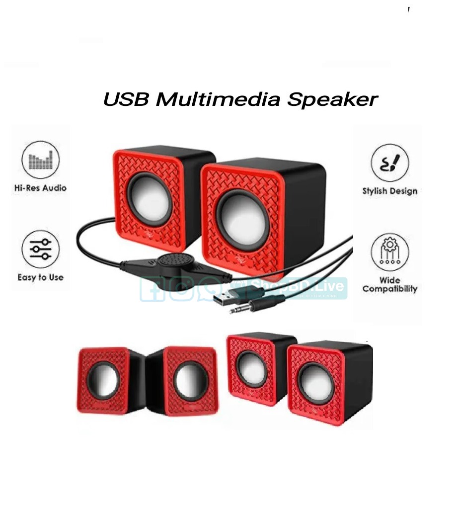 Mini USB Multimedia Speaker 2.0 Channel 3W x2 Portable Speaker for PC, Laptop & Mobile | Price in BD_img_0