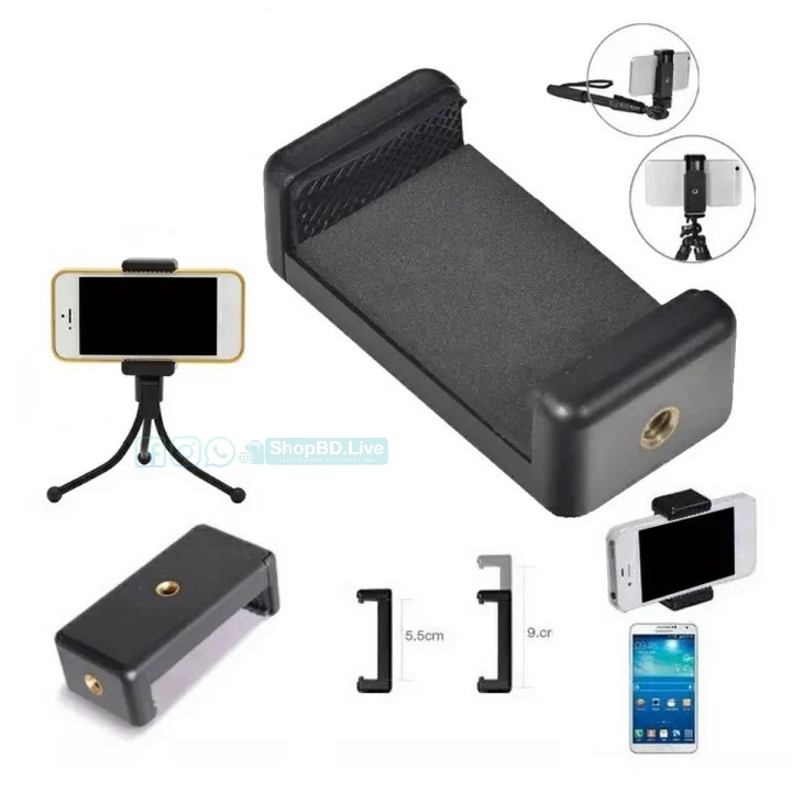 Universal Smartphone Holder Mount for Tripod & Monopod – 1/4 Screw Adjustable Phone Clip | Price in BD_img_0