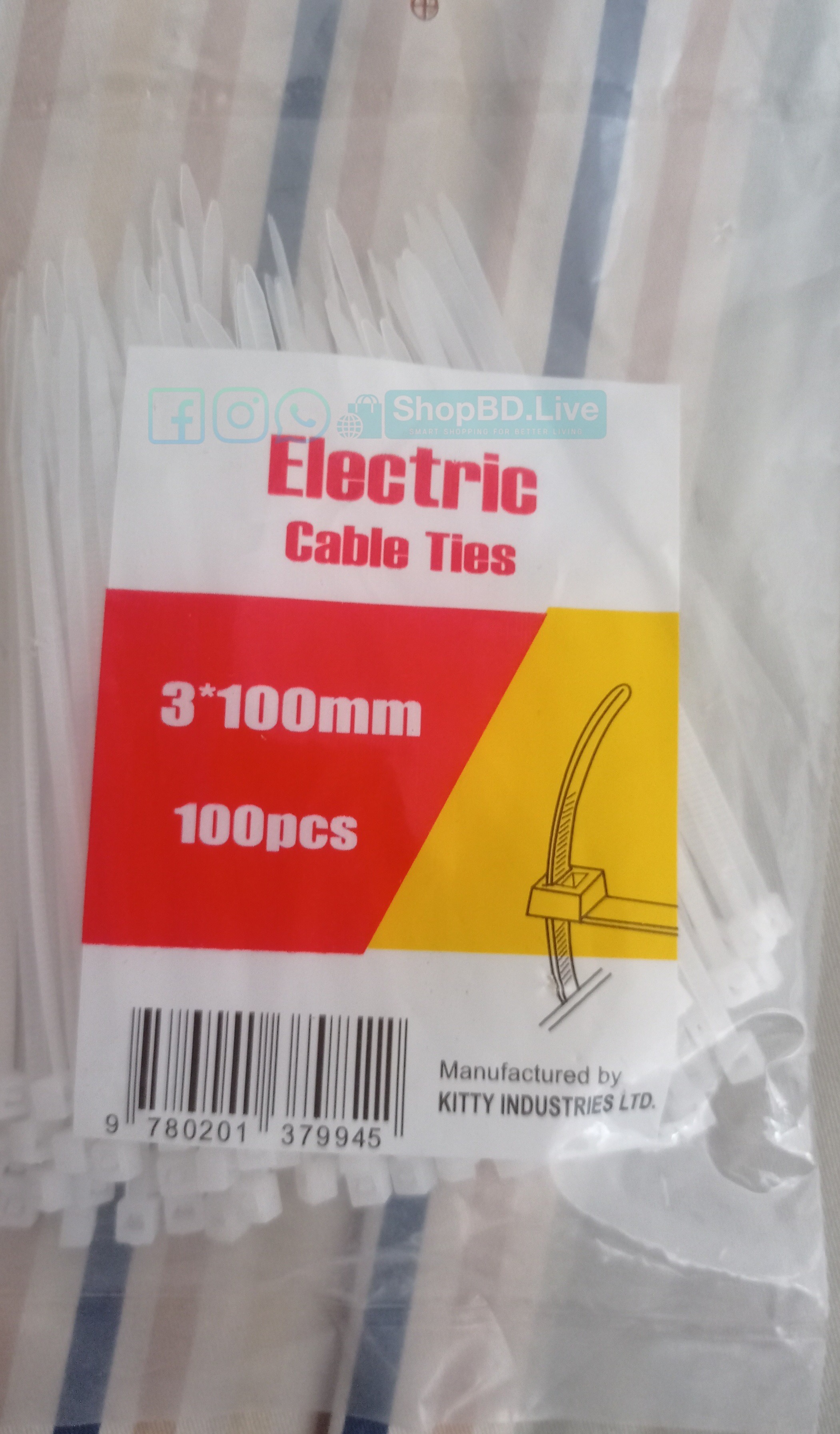 100 Pcs Pack Heavy Duty Cable Ties 4 Inch (3×100mm) – UV Resistant Nylon Self-Locking Zip Tie | Price in BD_img_1