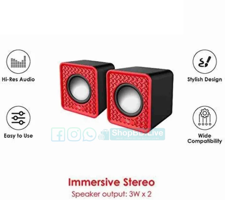 Mini USB Multimedia Speaker 2.0 Channel 3W x2 Portable Speaker for PC, Laptop & Mobile | Price in BD_img_2