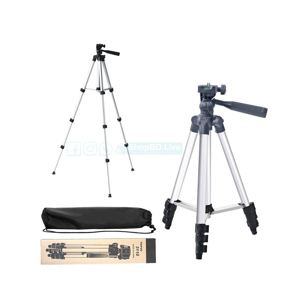 3110 A Aluminium Tripod Stand with 10 Inch Ring Light & Mobile Holder | Price in BD_img_2