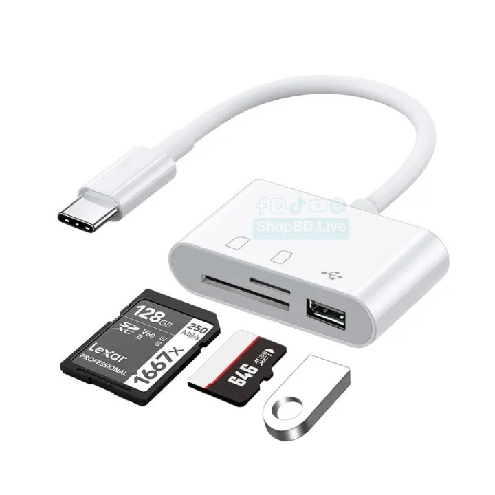 Multi-Port Type C Adapter TF CF SD Memory Card Reader USB C Card Adapter For OTG Writer Compact Flash Type C OTG Converter with Card Slots External U-Drive Support_img_0