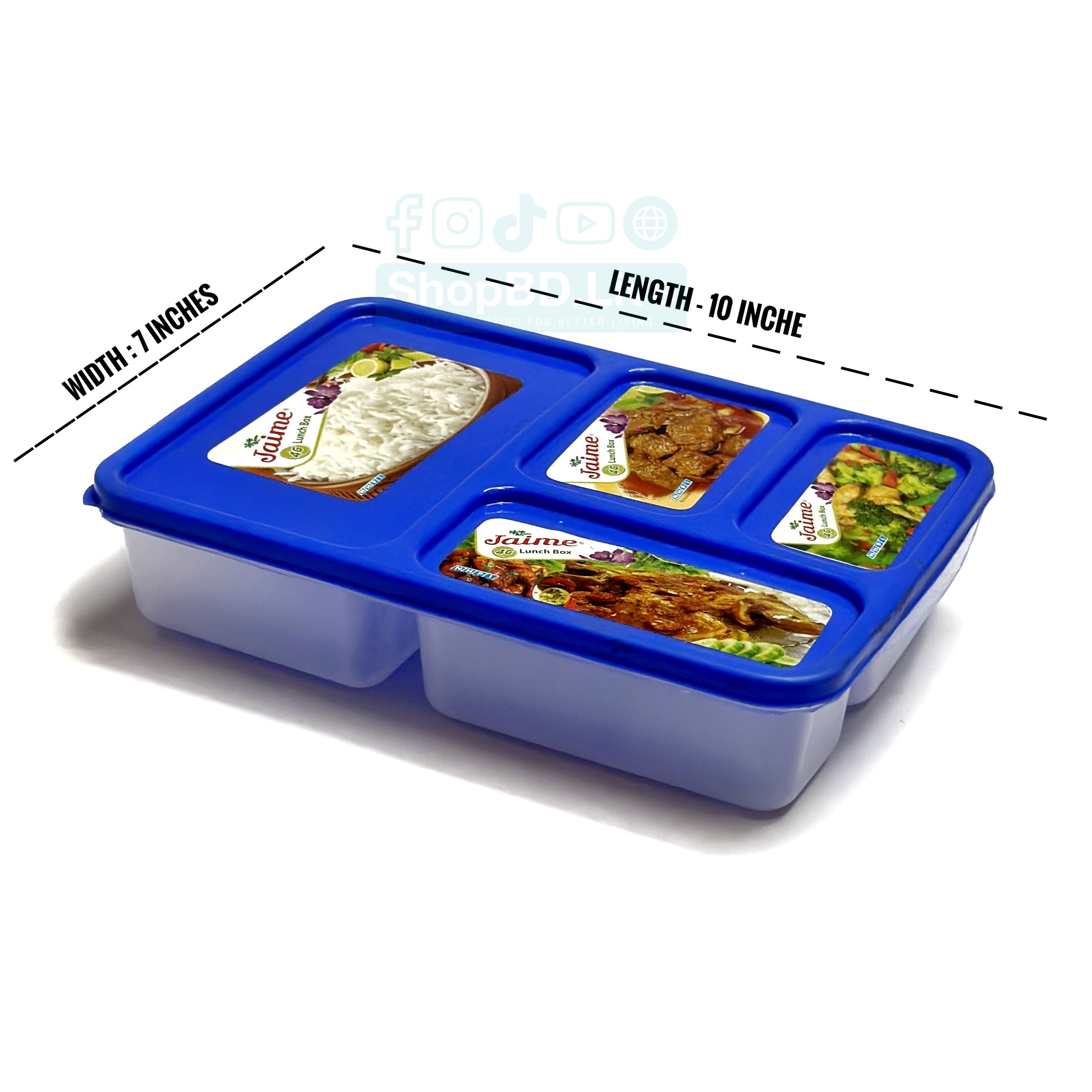 Plastic 4G Dividers Corporate Lunch Box – Compartment Office Economy Tiffin Lunch Box | Food Grade, Portable & Durable | Price in BD_img_1