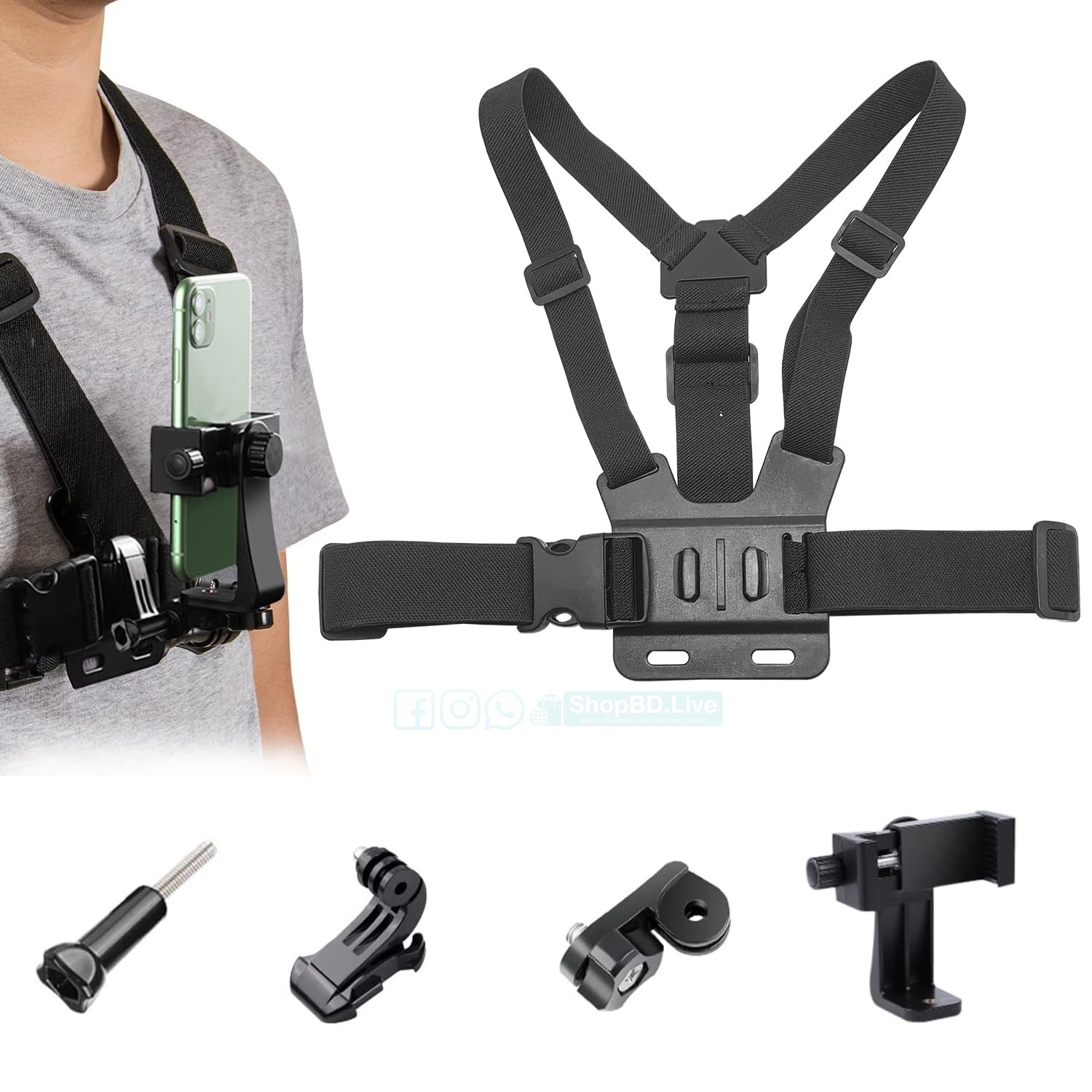 Action Camera Chest Mount with Phone Holder for Smartphone and Action Camera - Effortlessly Capture Your Vlogs and Adventures, Chest Mount With Mobile Mount Holder_img_2