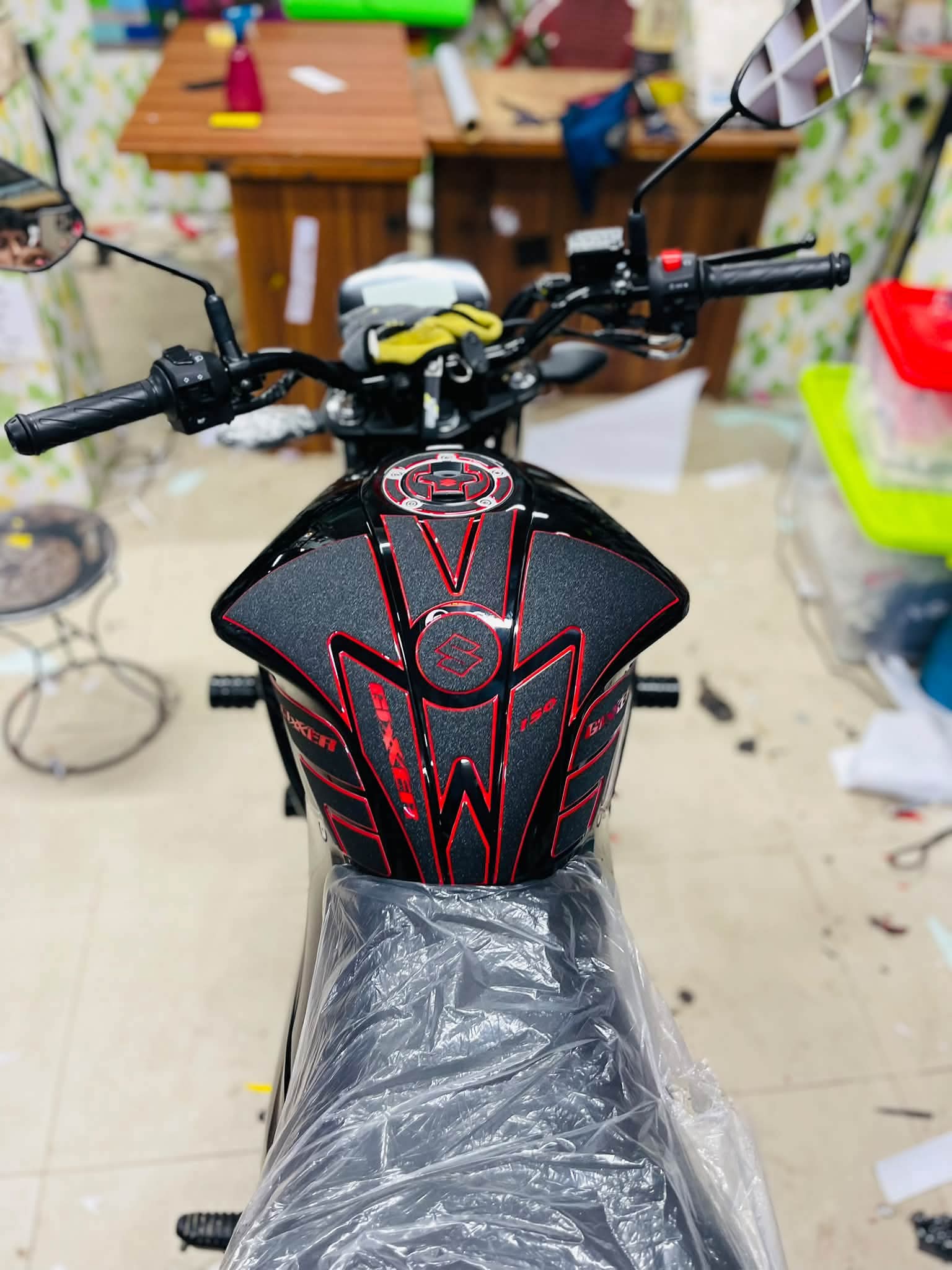 Premium Full Tank Pad Sticker (Red) For Gixxer FI & SF