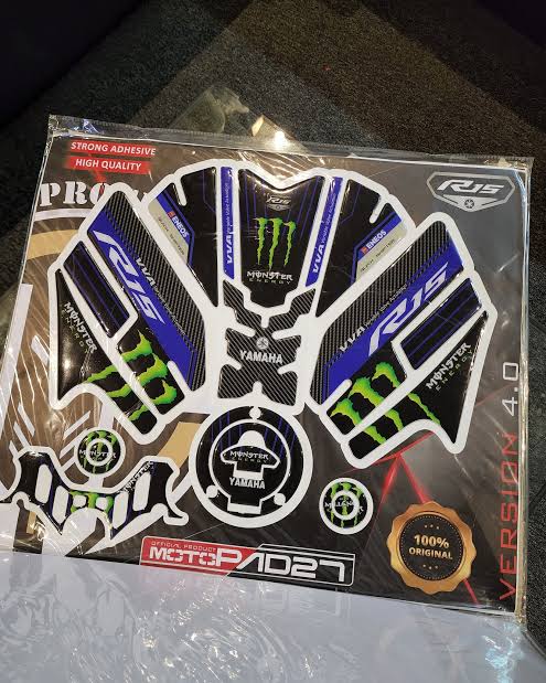 Premium Full Tank Pad Set Sticker (Blue) For R15 M & V4