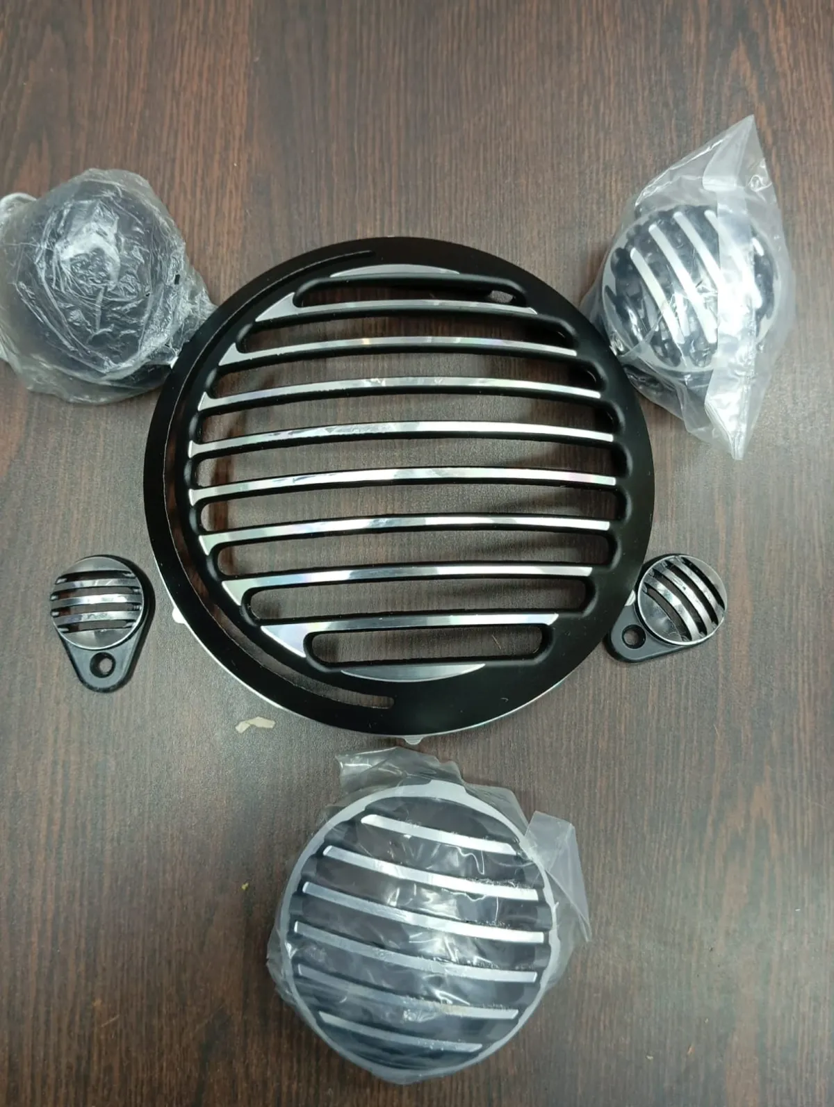 Premium Silver Headlight Grill Set For Royal Enfield Hunter & Classic