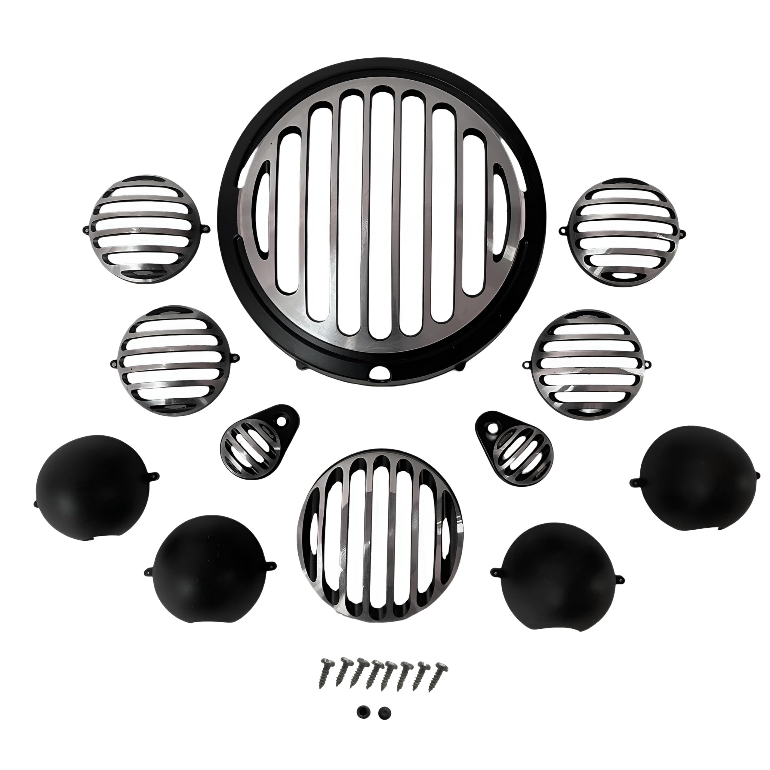 Premium Dimond Cut Headlight Grill Set For Royal Enfield Classic