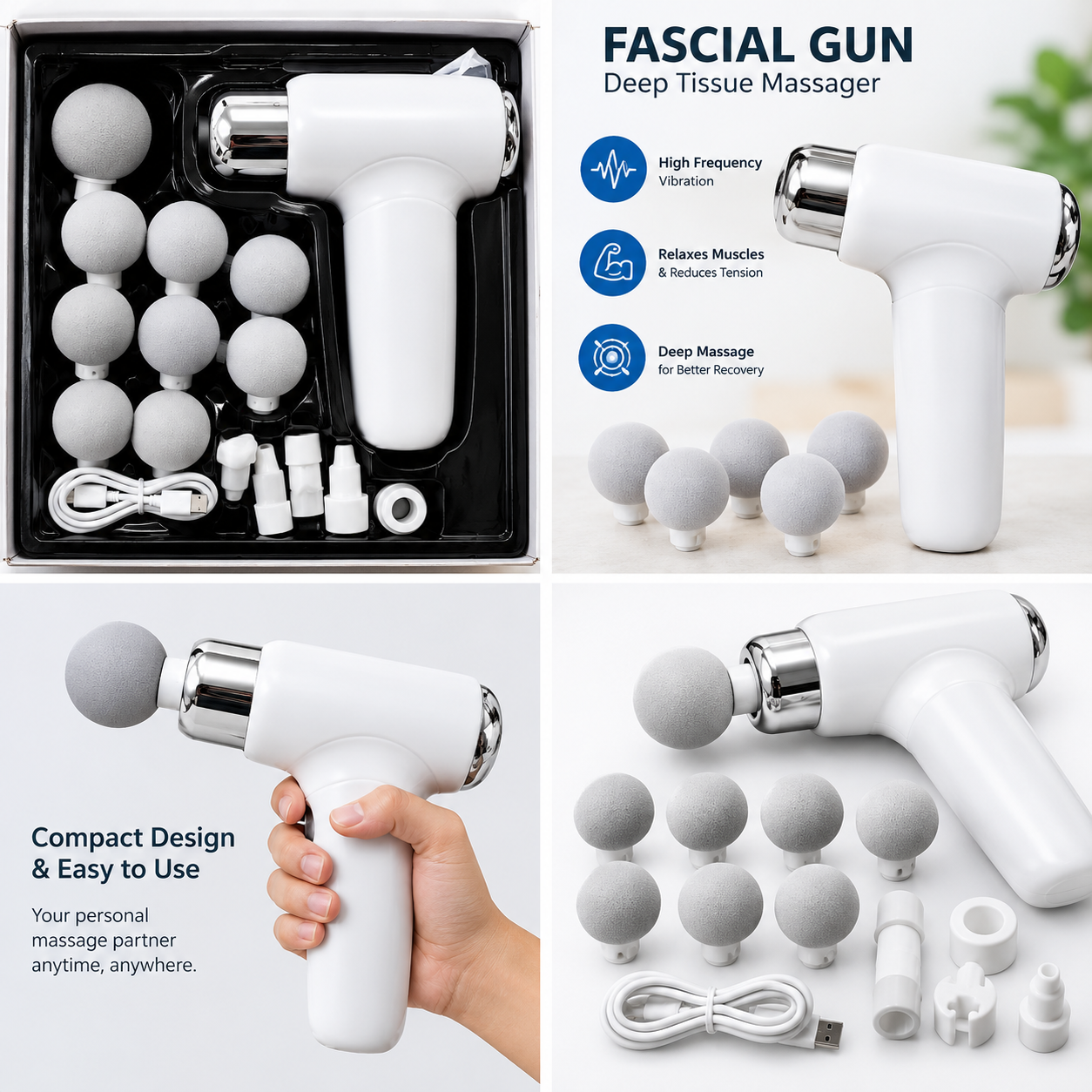 7 Head Fascial Gun – Deep Tissue Massage Gun - Image 2