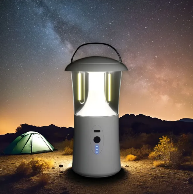 One multi-functional multi-color LED camping lamp with three outdoor lights, 360 degree rotating emergency lighting and also foldable - Image 3