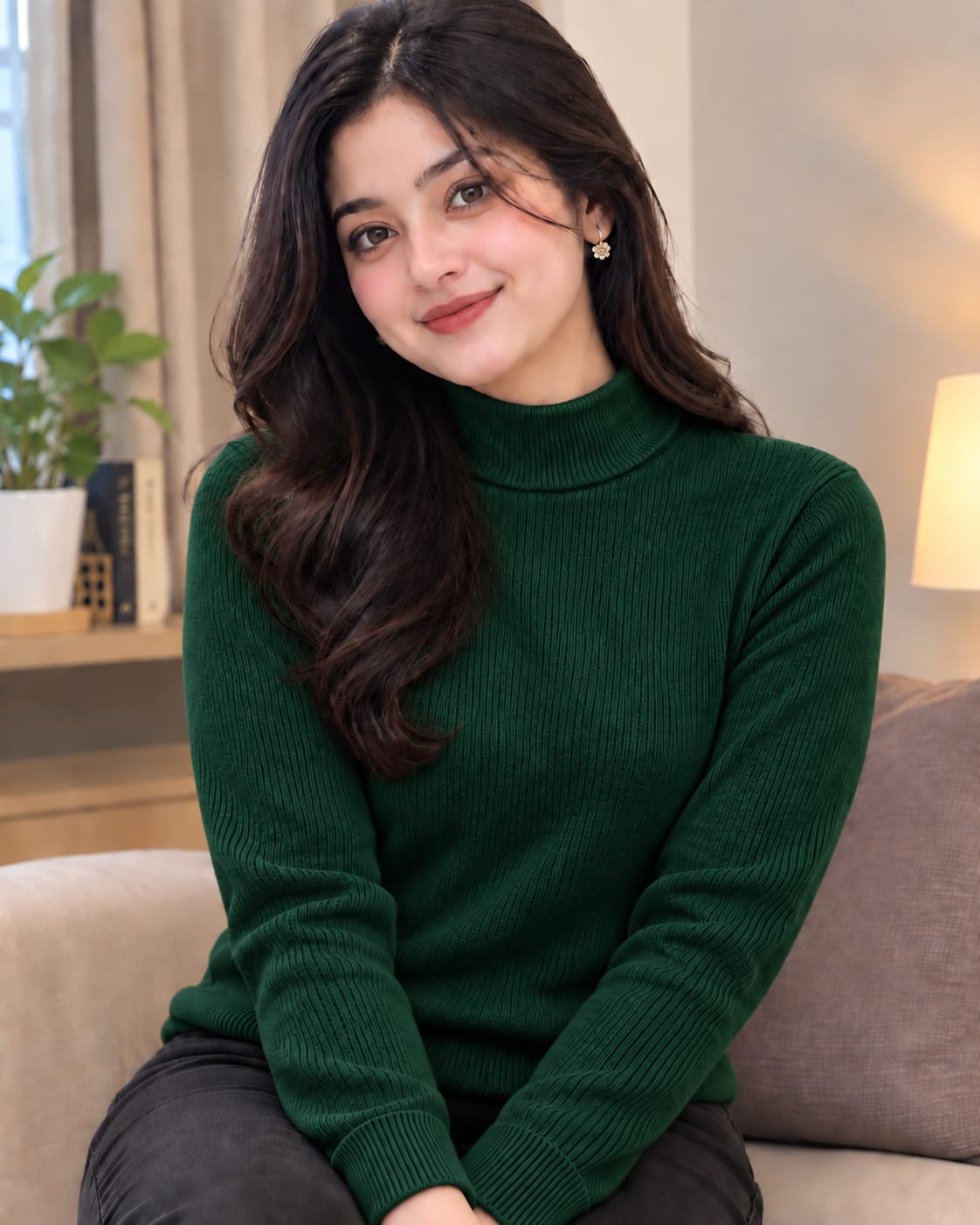 Premium Ribbed High Neck Cotton Sweater for Women_img_5