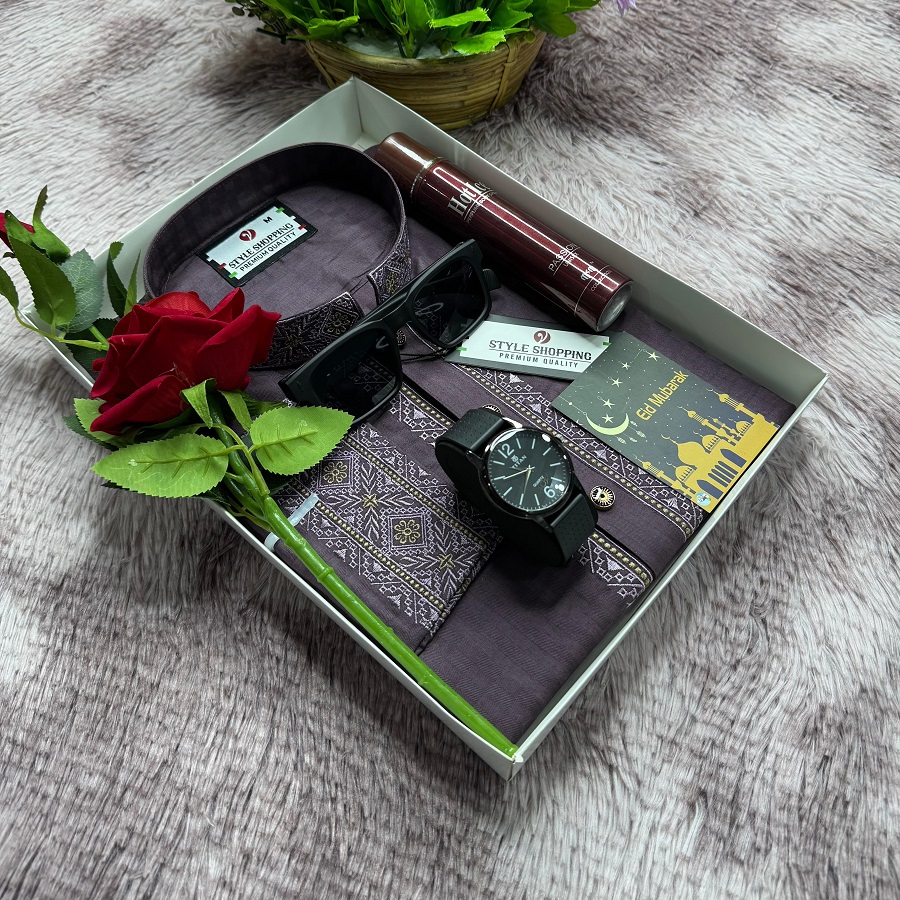 Exclusive Men's Premium Gift Box Set (Panjabi/Shirt Combo, Watch, Sunglasses, Perfume & Rose) | Shop BD Store_img_2