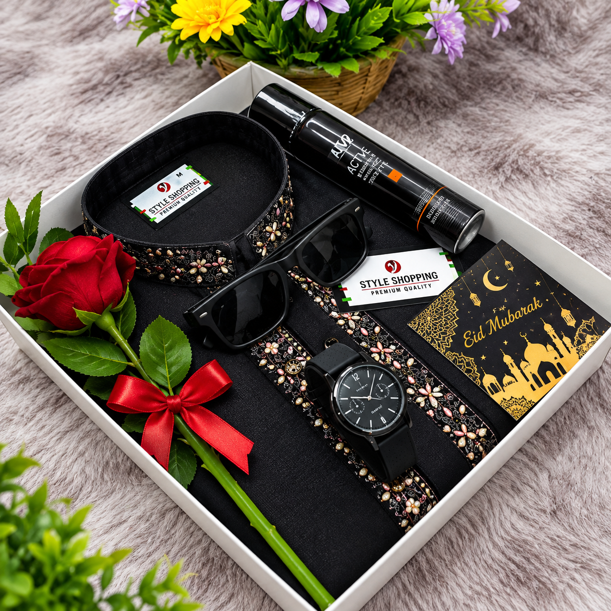 Exclusive Men's Premium Gift Box Set (Panjabi/Shirt Combo, Watch, Sunglasses, Perfume & Rose) | Shop BD Store_img_5