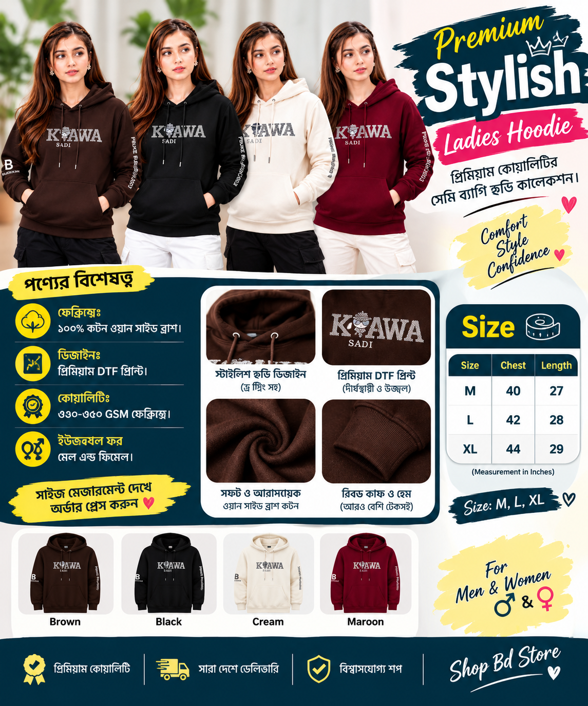 Premium Stylish Unisex Hoodie – 330–350 GSM Cotton Fleece, DTF Print_img_4
