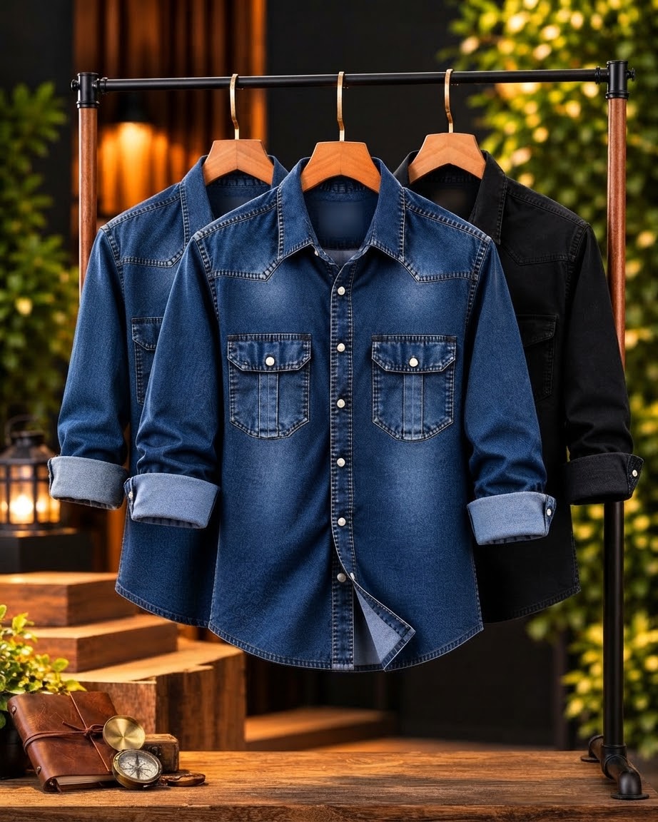 Premium Trendy Denim Shirtএকদম প্রিমিয়াম কোয়ালিটির স্টাইলিশ লুকের বেস্ট চয়েসের ডেনিম শার্ট।এই শার্টটির জিএসএম ২২০+ তাই শীতের জন্য একদম পারফেক্ট ড্রেস।