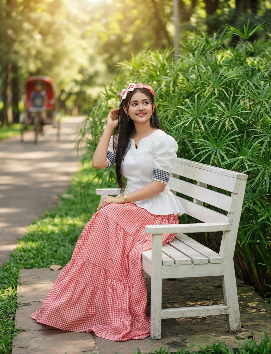 মেয়েদের স্টাইলিশ গিংহাম চেক ডিজাইনের ফ্যাশনেবল টপ