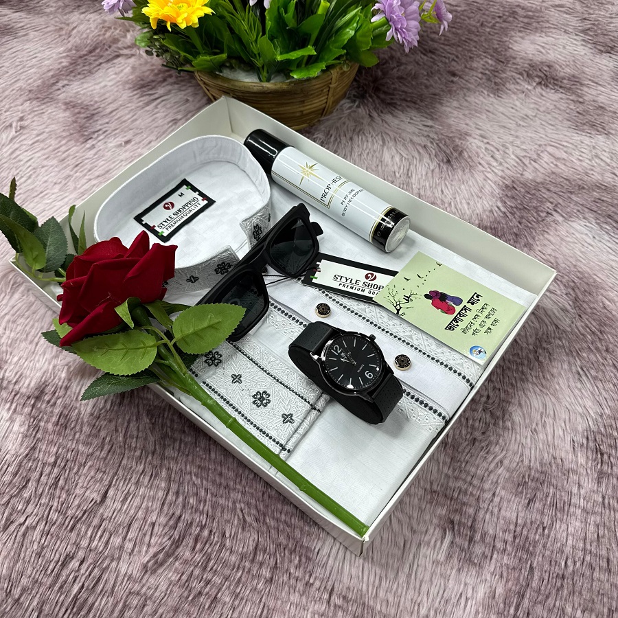 Exclusive Men's Premium Gift Box Set (Panjabi/Shirt Combo, Watch, Sunglasses, Perfume & Rose) | Shop BD Store_img_4