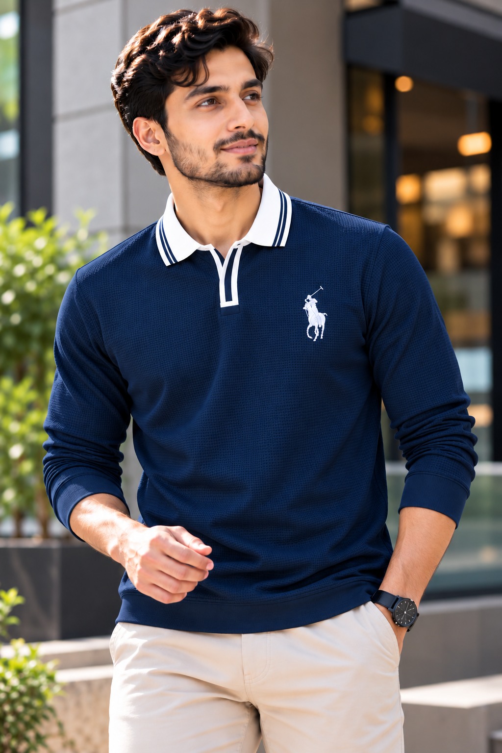 Premium Embroidery Full Sleeve Polo Shirt for Men_img_1