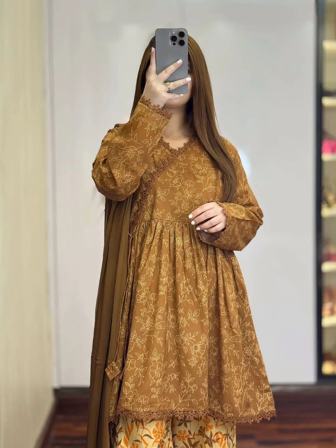 Dragon Three Piece for Women – Premium Cotton Afsan Print & Embroidery Work