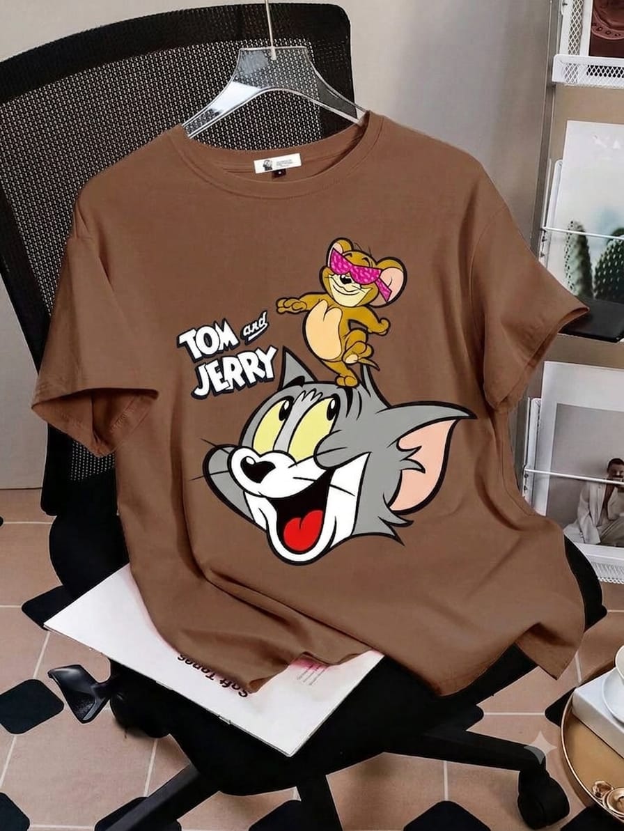 Ladies Drop Shoulder T-Shirt for Women – 100% Pure Cotton Cartoon Print_img_13