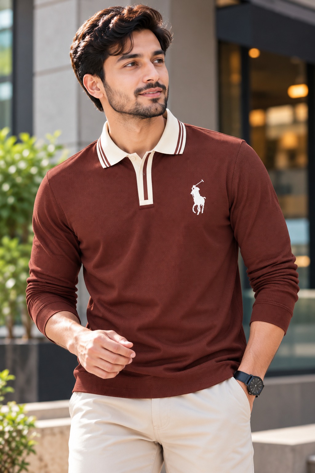 Premium Embroidery Full Sleeve Polo Shirt for Men_img_0