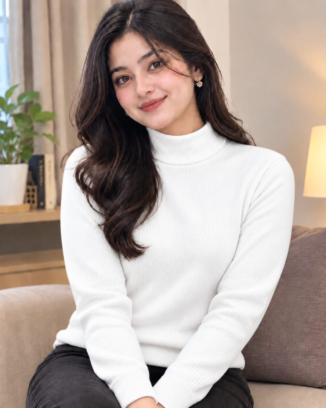 Premium Ribbed High Neck Cotton Sweater for Women_img_4