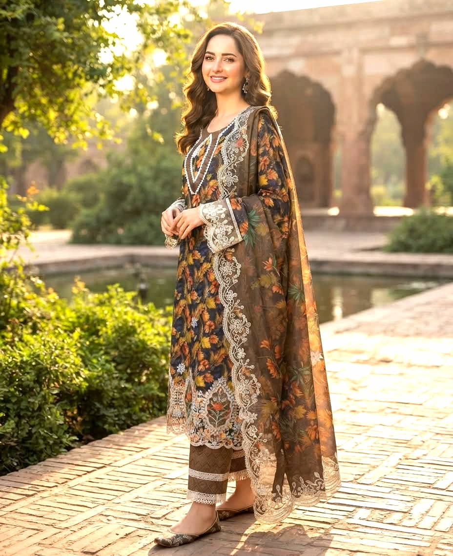 Pakistani Inspired Laser Cut Ready-Made Three Piece for Women | Embroidered Dress_img_0