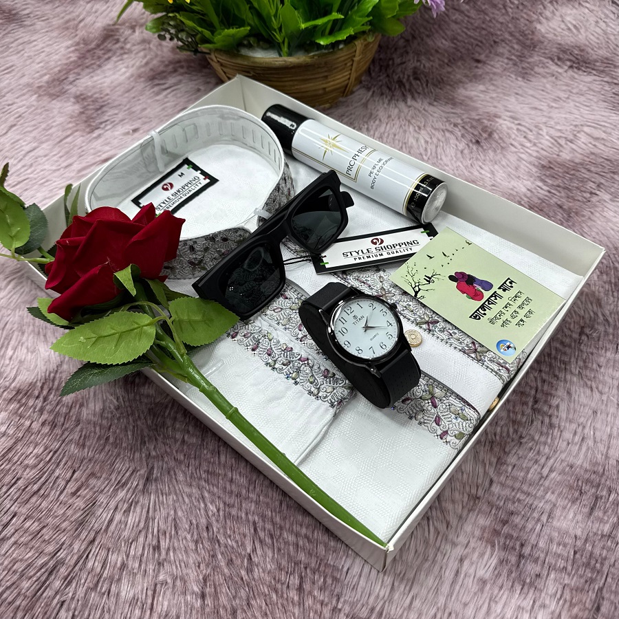 Exclusive Men's Premium Gift Box Set (Panjabi/Shirt Combo, Watch, Sunglasses, Perfume & Rose) | Shop BD Store_img_1