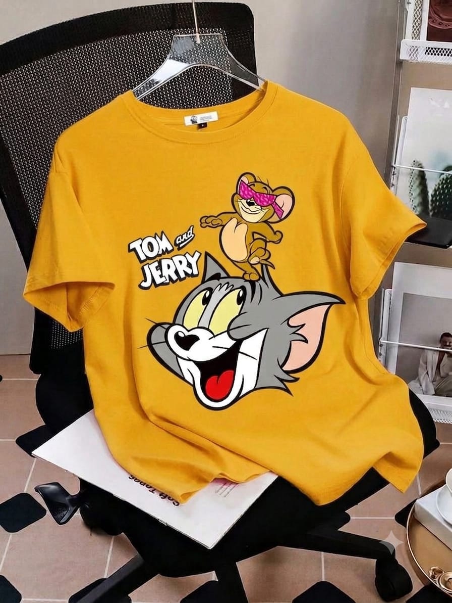 Ladies Drop Shoulder T-Shirt for Women – 100% Pure Cotton Cartoon Print